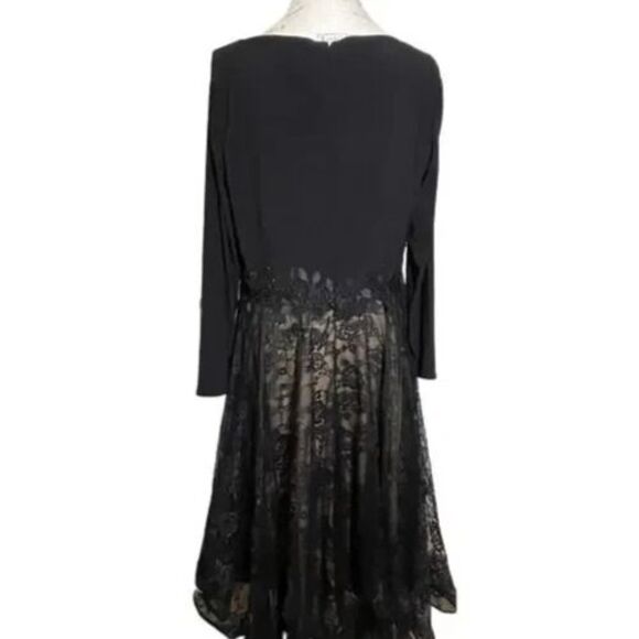 Mac Duggal 67897 LONG SLEEVE‎ JERSEY LACE COCKTAIL DRESS 24 W Black - Picture 5 of 7